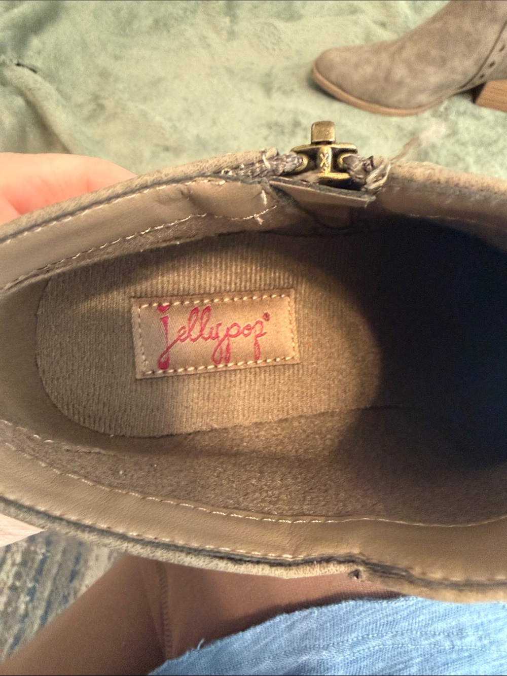 Jellypop Dusty Taupe Faux Suede Ankle Booties with Side Zip - Picture 4 of 4